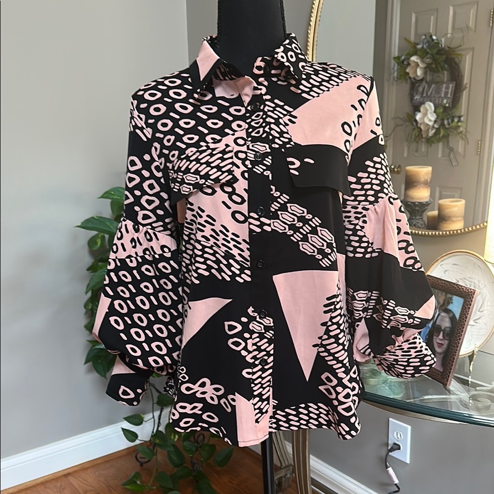 Stylish Pink and Black Women's Top size Medium
